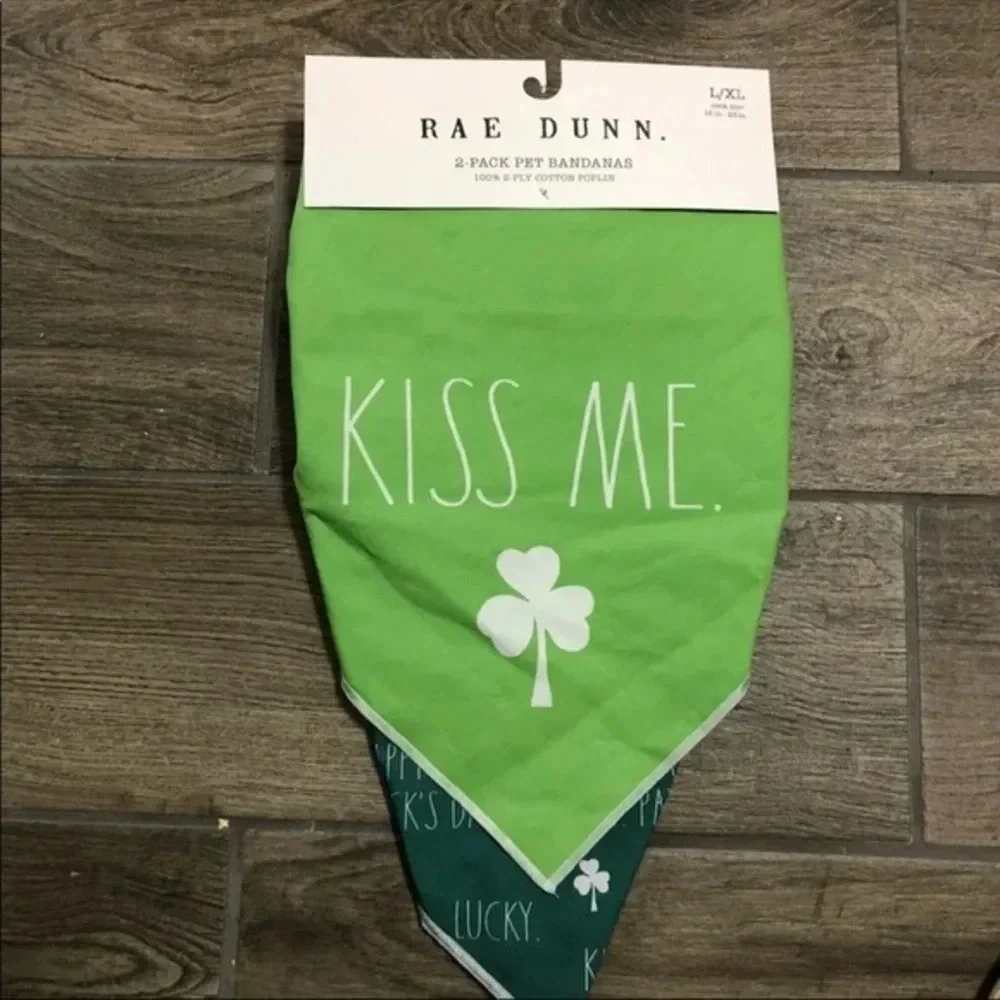 NWT Rae dunn 2pk dog bandanas l/xl